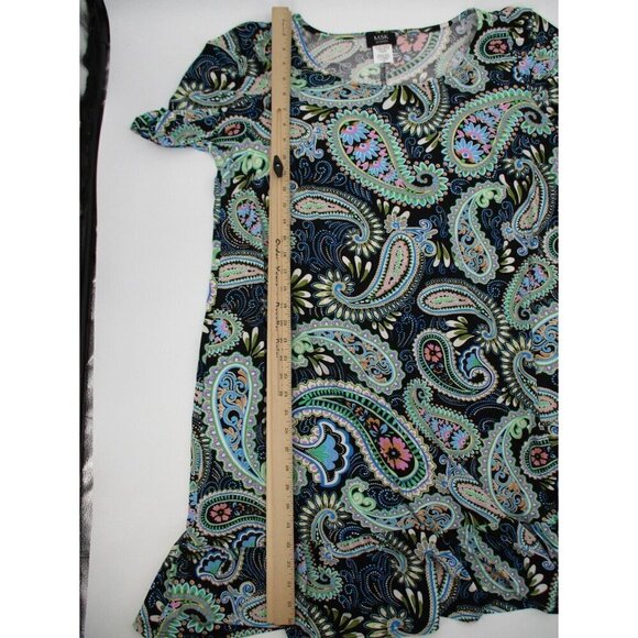 MSK Womens Dress 2X Multi Color Paisley Stretch Pullover Plus Size Green Black - Picture 7 of 11